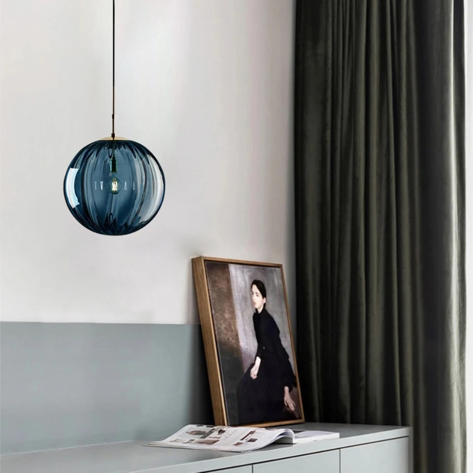 LumenGlass Pendant Light with Glass Ball Shade Four Colors
