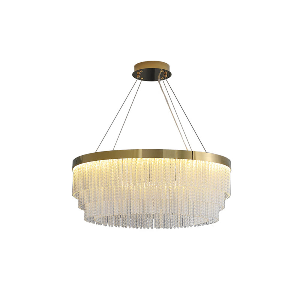 Kristy Modern Spiral Crystal Ring /Rectangle Chandelier, Gold | ventumra