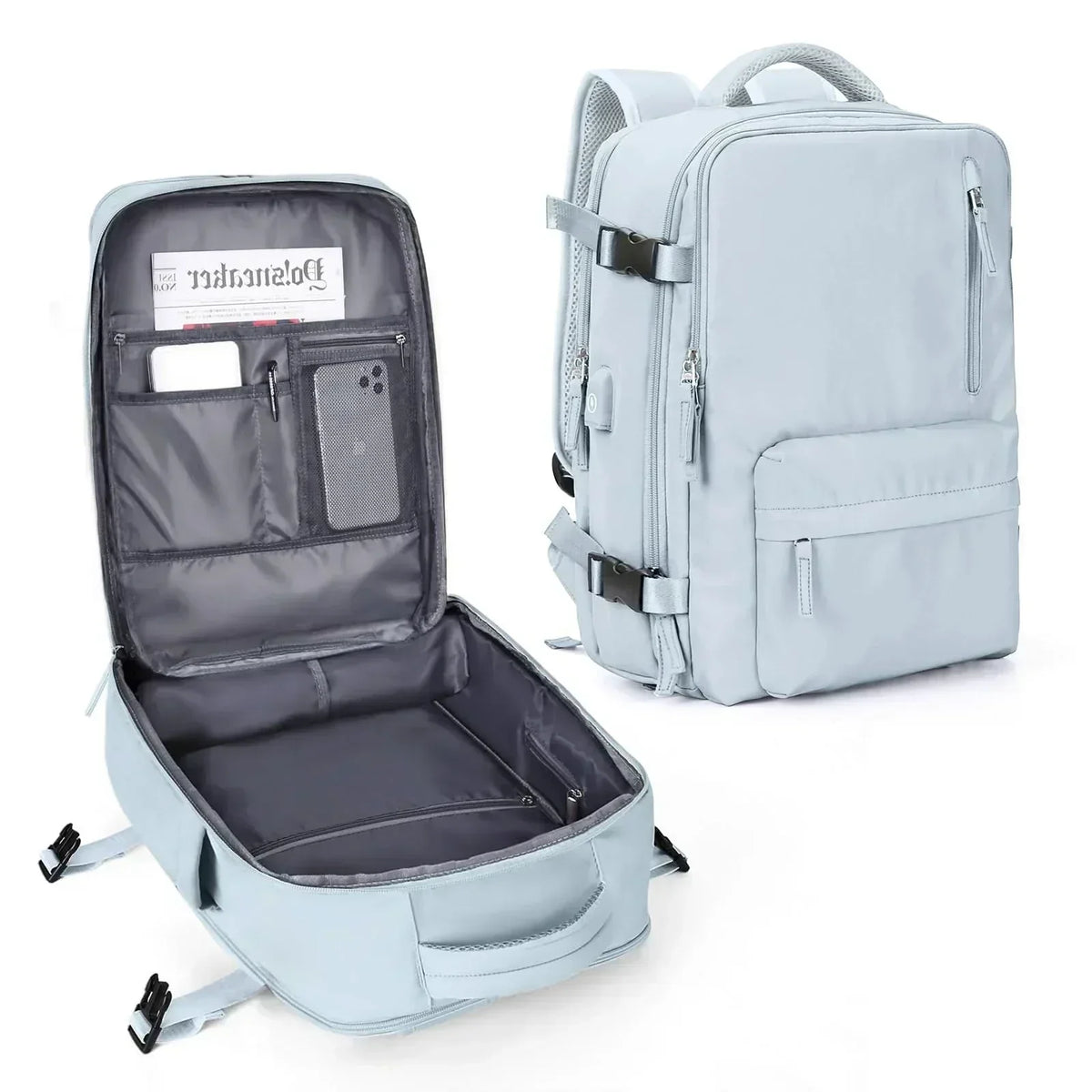 Structured Laptop Backpack — Spacious Main Compartment, 43 by 30 by 20 cm Dimensions
