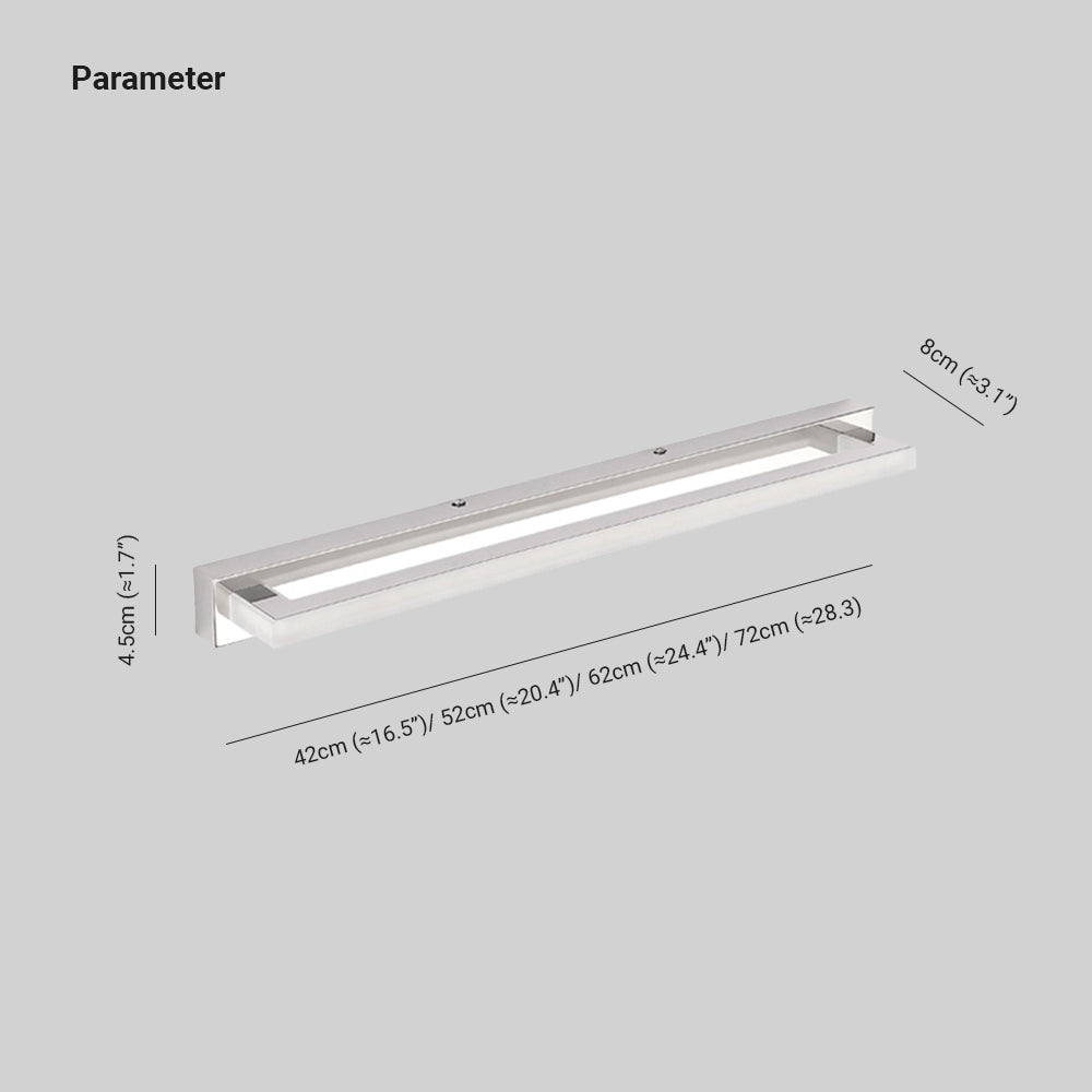 Arisha Elegant Rectangular Mirror Front Vanity Sliver White Wall Light | ventumra