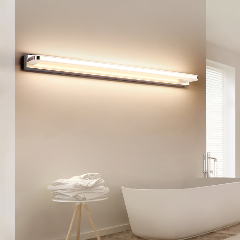 Arisha Nordic Linear Metal Mirror Front Wall Lamp, Chrome/Black | ventumra