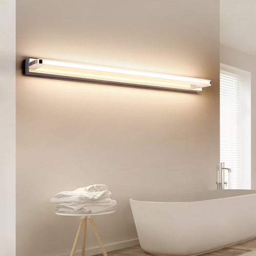 Arisha Nordic Linear Metal Mirror Front Wall Lamp, Chrome/Black | ventumra