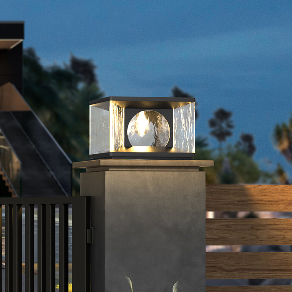 Ray Modern Transparent Rectangular Metal Glass Outdoor Floor Lamp, Black | ventumra