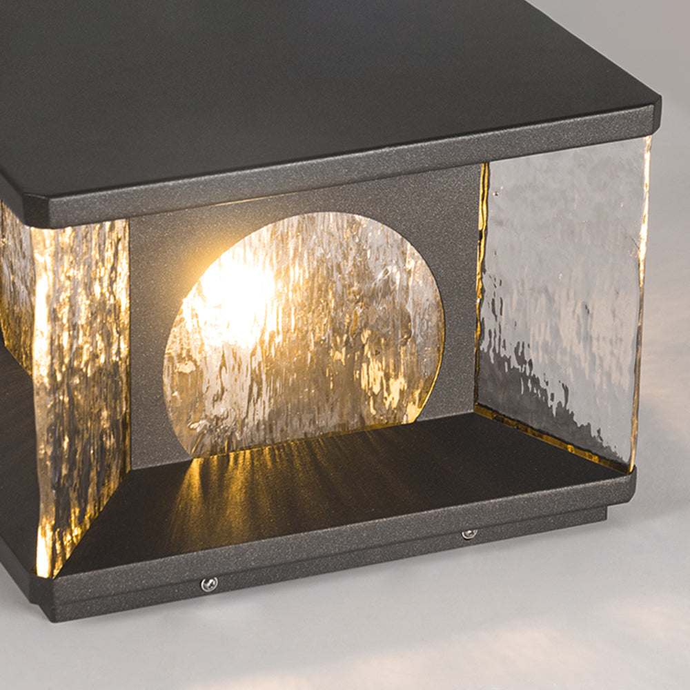 Ray Modern Transparent Rectangular Metal Glass Outdoor Floor Lamp, Black | ventumra