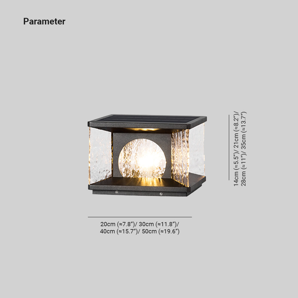 Ray Modern Transparent Rectangular Metal Glass Outdoor Floor Lamp, Black | ventumra