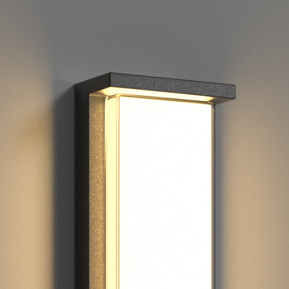 Ray Modern Minimalist Rectangular Metal Outdoor Wall Lamp, Black | ventumra
