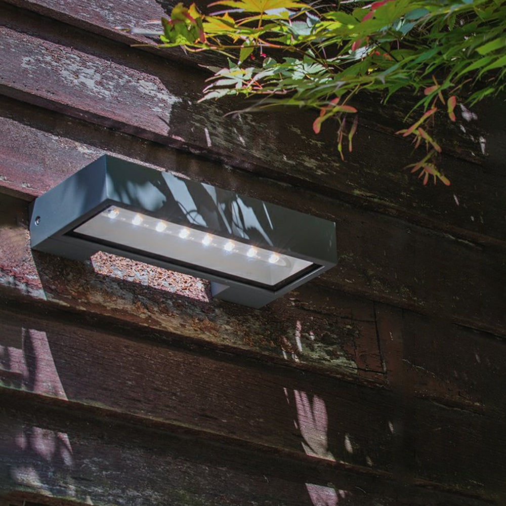 Ray Modern  rectangular Solar Waterproof Outdoor Wall Lamp, Black | ventumra