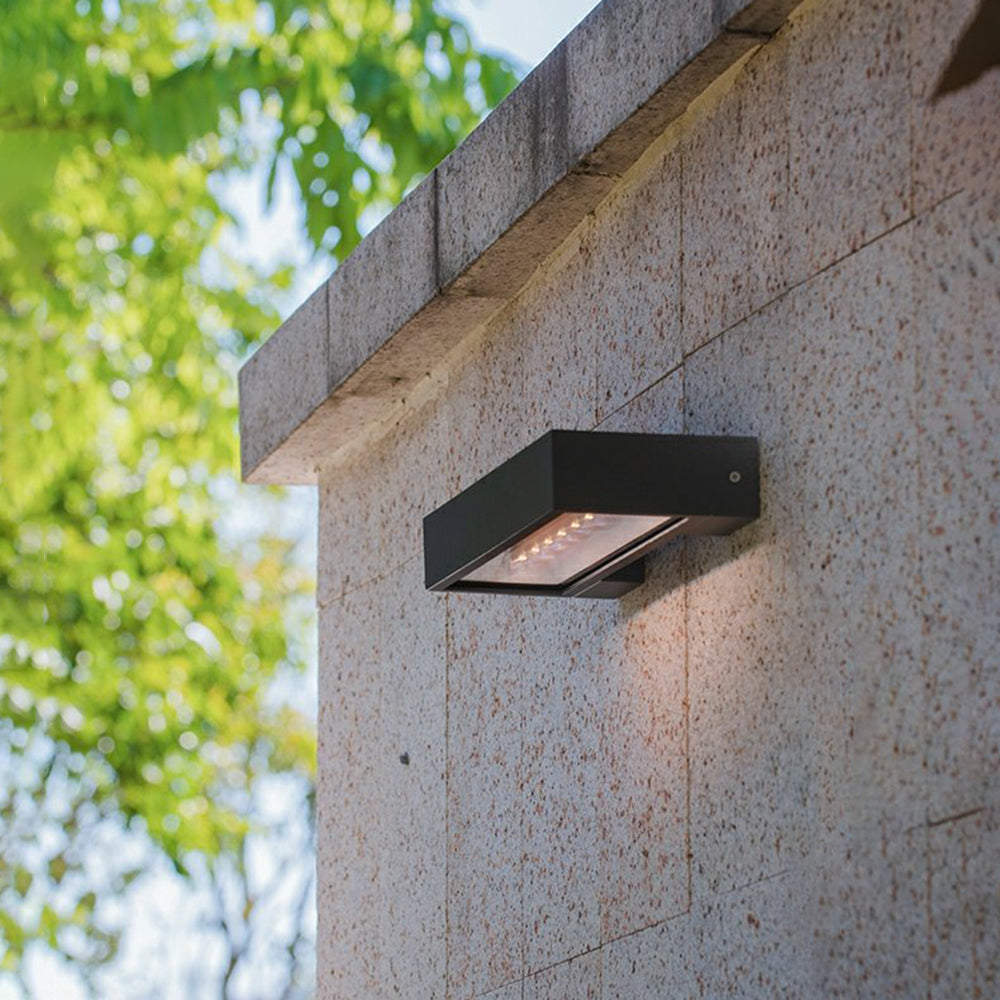 Ray Modern  rectangular Solar Waterproof Outdoor Wall Lamp, Black | ventumra