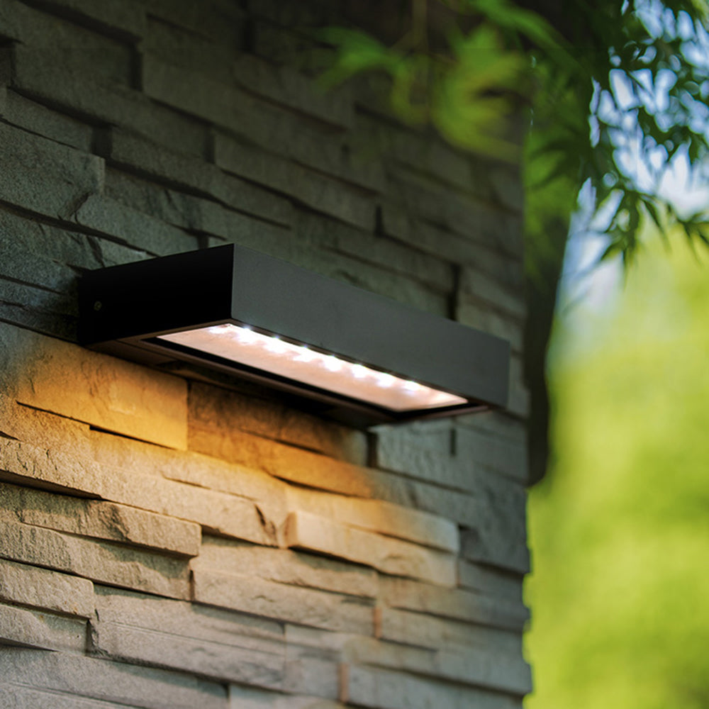 Ray Modern  rectangular Solar Waterproof Outdoor Wall Lamp, Black | ventumra
