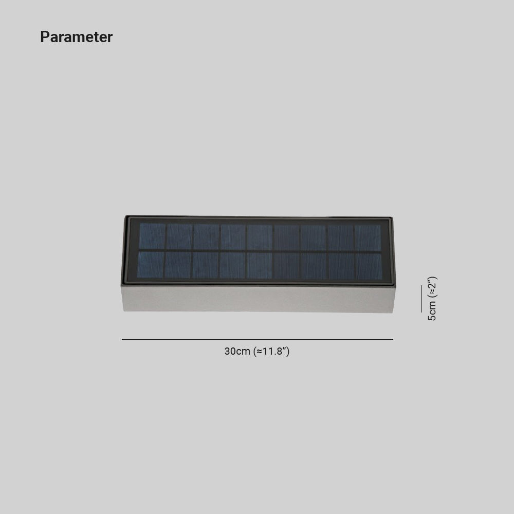 Ray Modern  rectangular Solar Waterproof Outdoor Wall Lamp, Black | ventumra