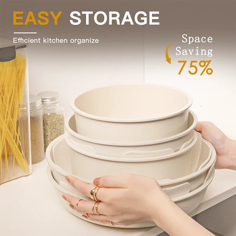 LuminaCeram 21-Piece Nonstick Ceramic Cookware Set — Milky White Finish, Easy-Clean Interior