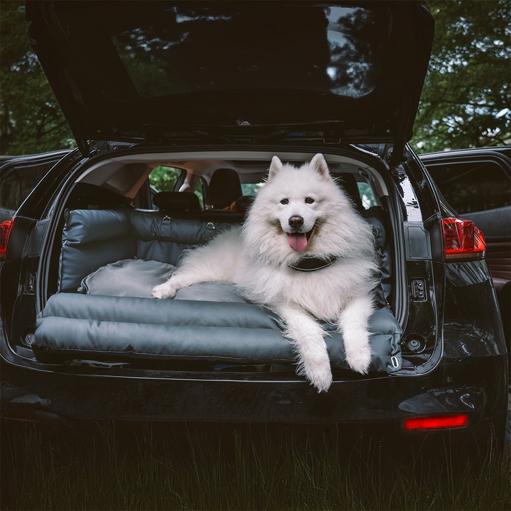 PawVogue Elite Large Dog Car Seat Bed — Faux Leather Cover, Non-Slip Base