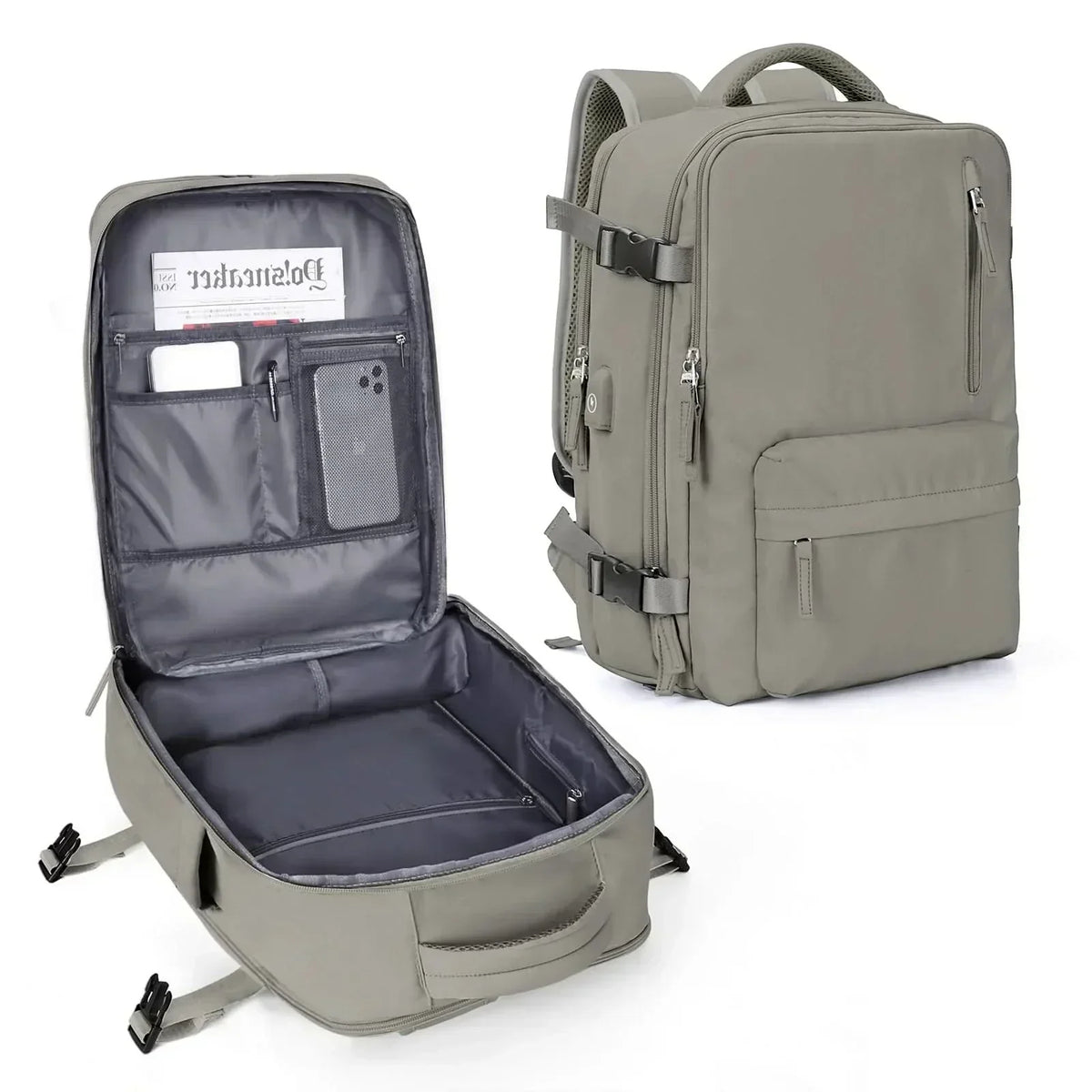 Structured Laptop Backpack — Spacious Main Compartment, 43 by 30 by 20 cm Dimensions