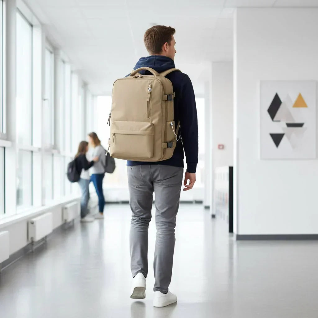 Structured Laptop Backpack — Spacious Main Compartment, 43 by 30 by 20 cm Dimensions