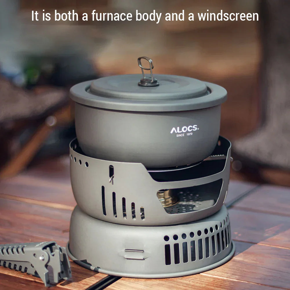 Lehká outdoorová kuchyňská sada Adventure Cookware s ochranou proti větru pro snadnou přípravu jídel na stezce | Ventumra