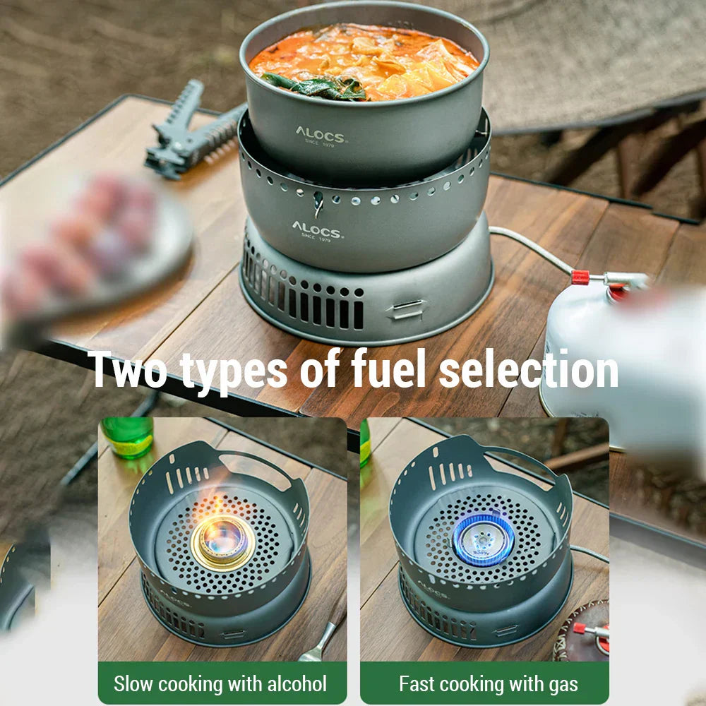Lehká outdoorová kuchyňská sada Adventure Cookware s ochranou proti větru pro snadnou přípravu jídel na stezce | Ventumra
