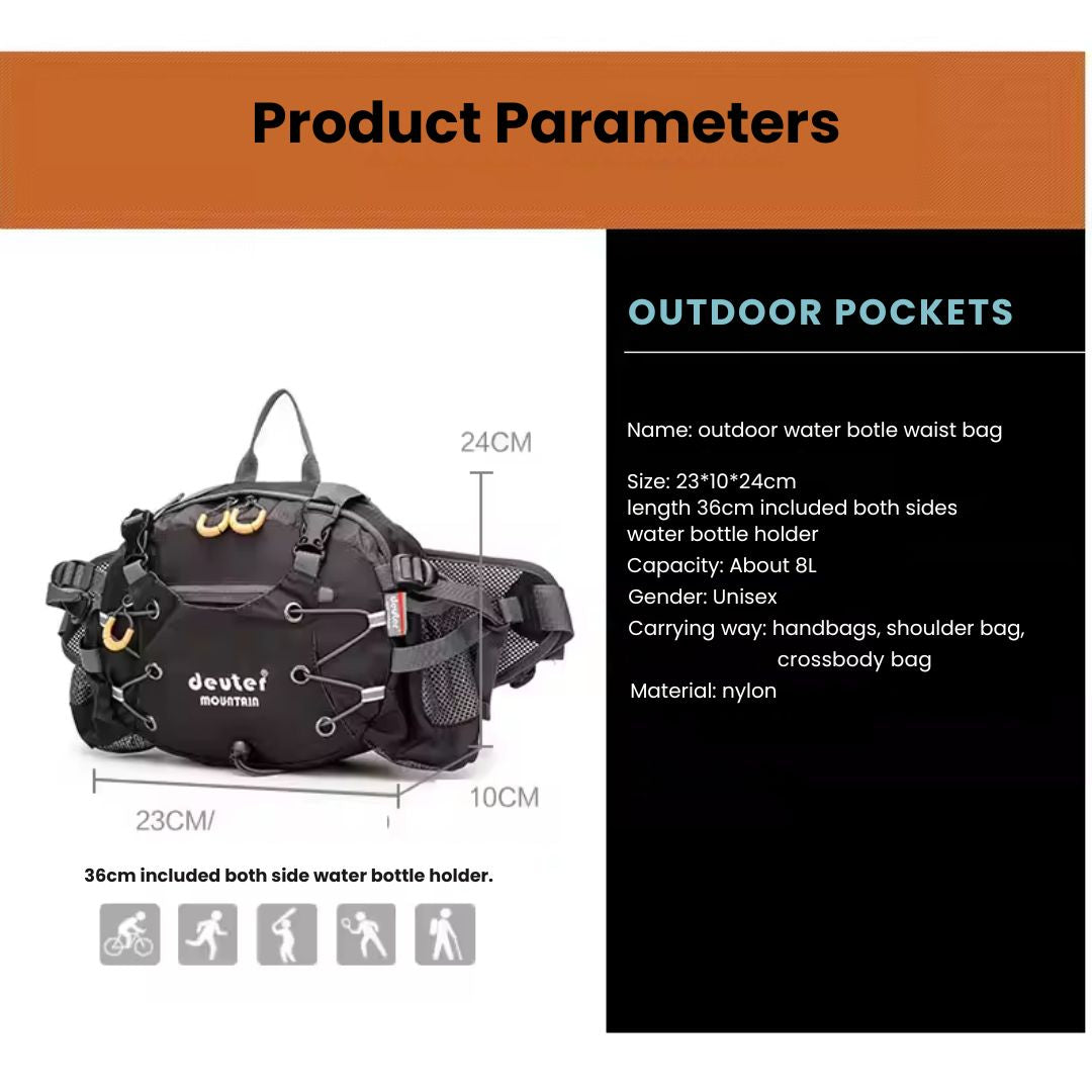 Waterproof Hiking Waist Pack, 5L Capacity, Organized Storage | Ventumra