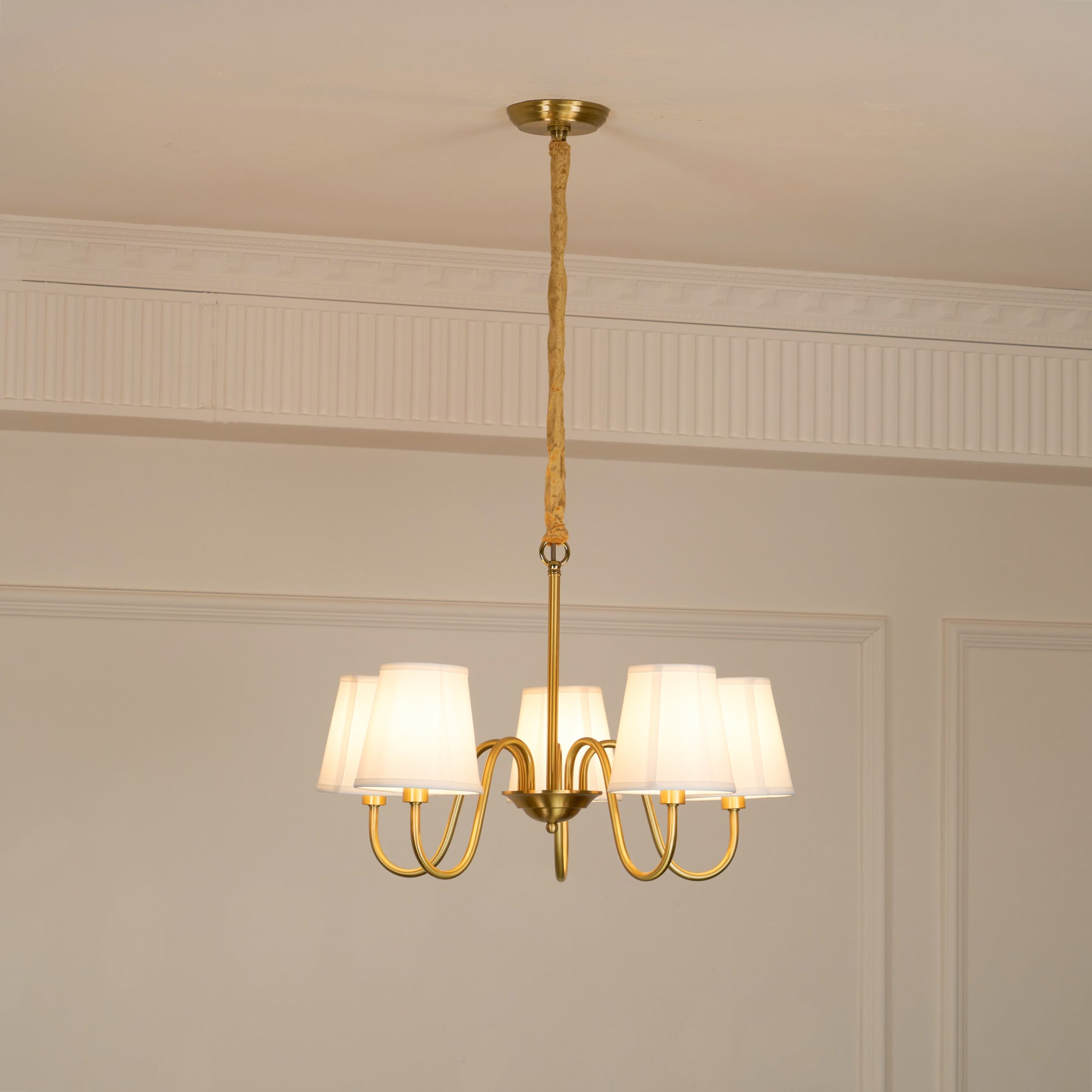 Aged Traditional Stacey Fabric Chandelier | ventumra