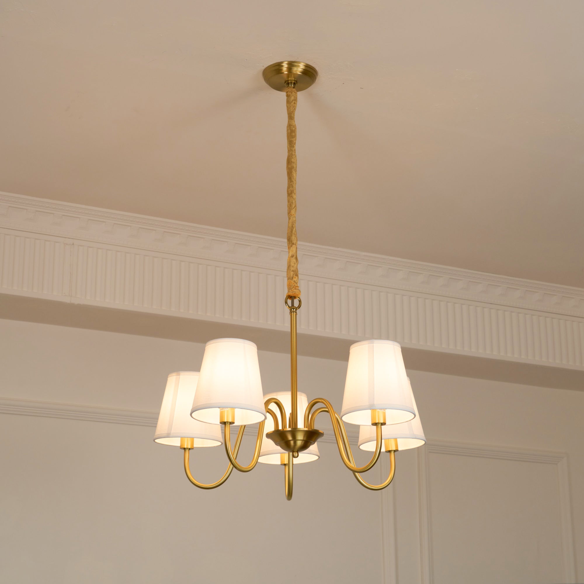 Aged Traditional Stacey Fabric Chandelier | ventumra