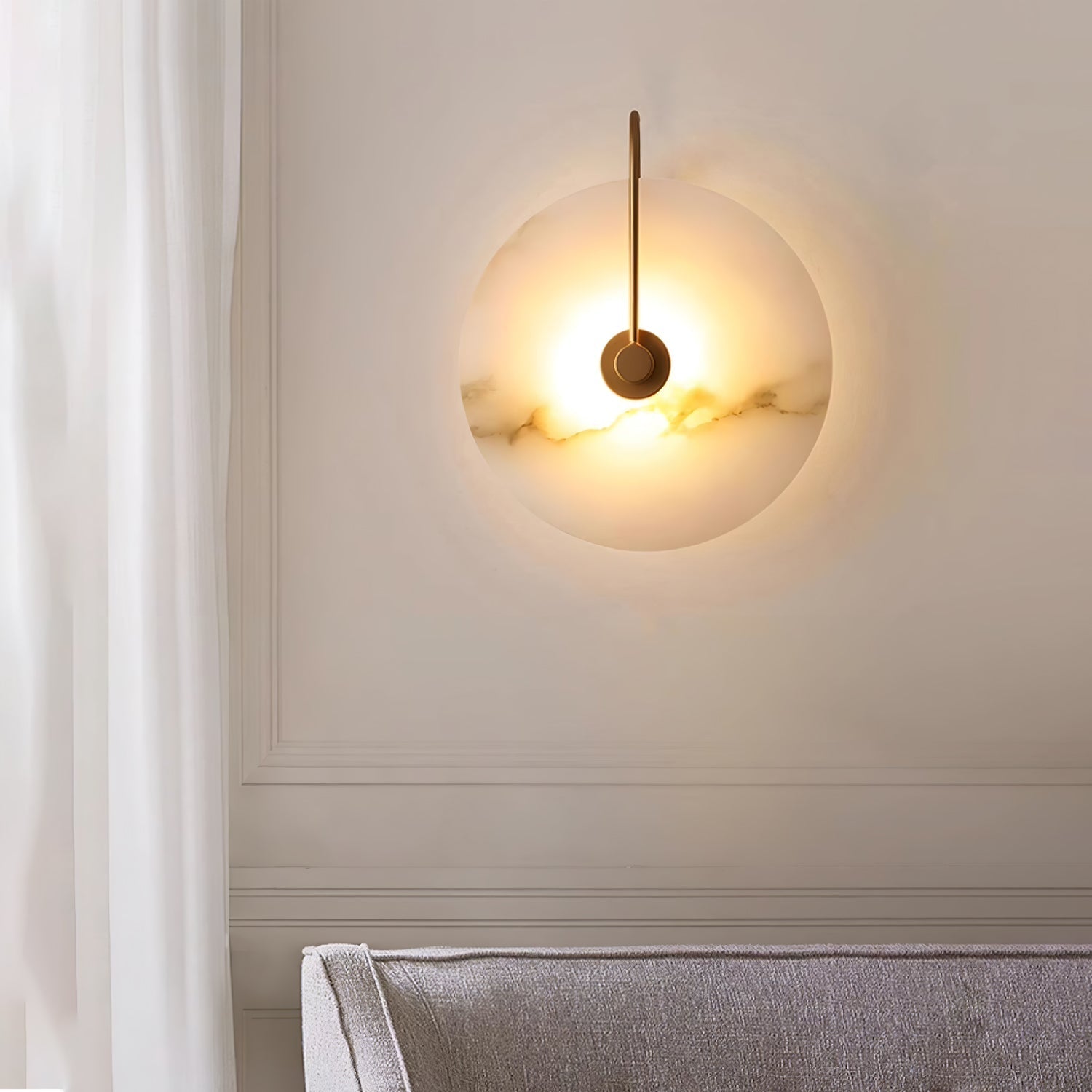 Kristy Alabaster LED Wall Lamp Round Iconic Circular | ventumra