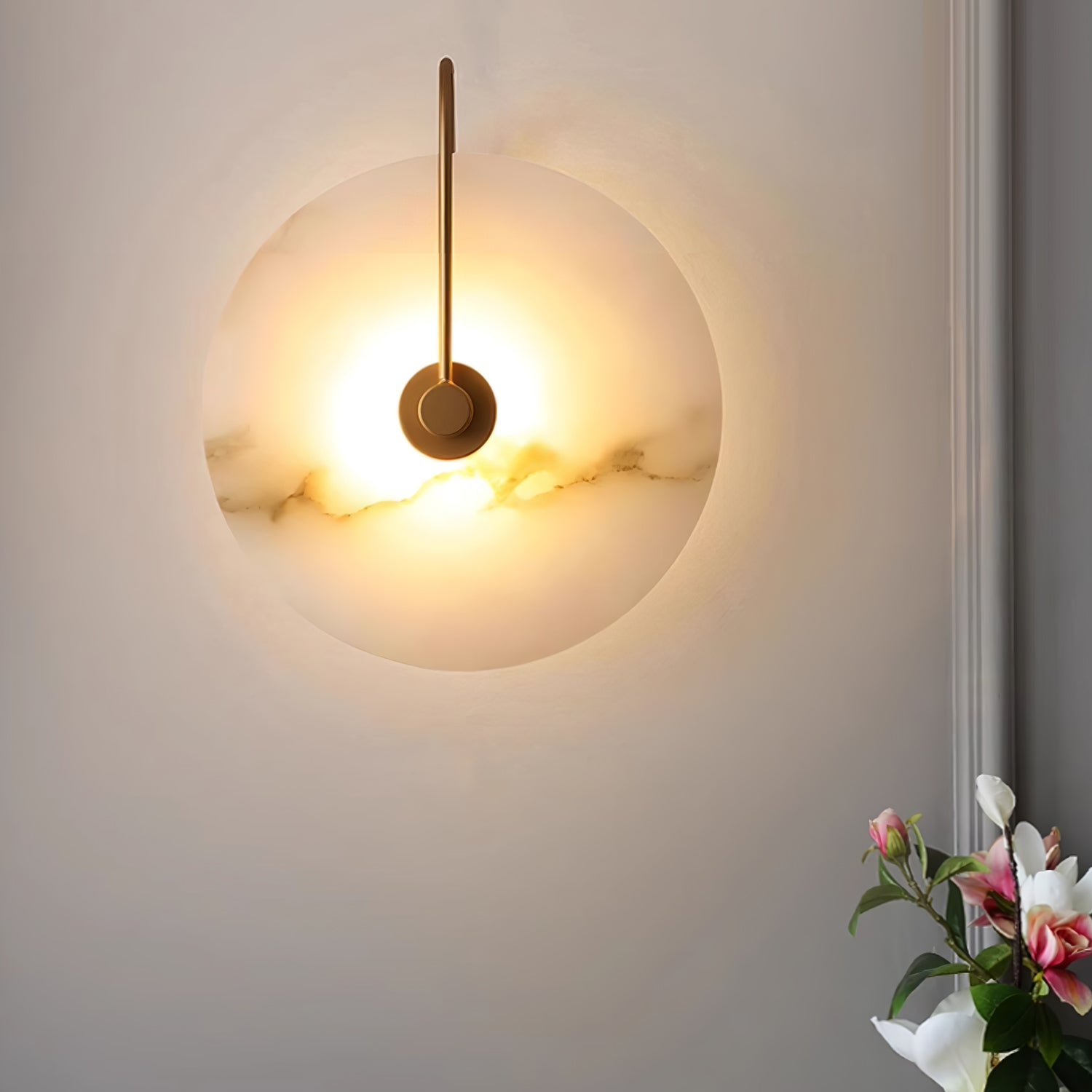 Kristy Alabaster LED Wall Lamp Round Iconic Circular | ventumra