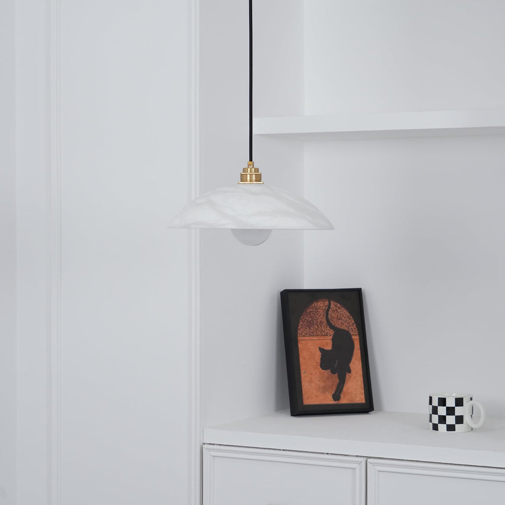 Delin Dome Pendant Light Alabaster &Brass | ventumra