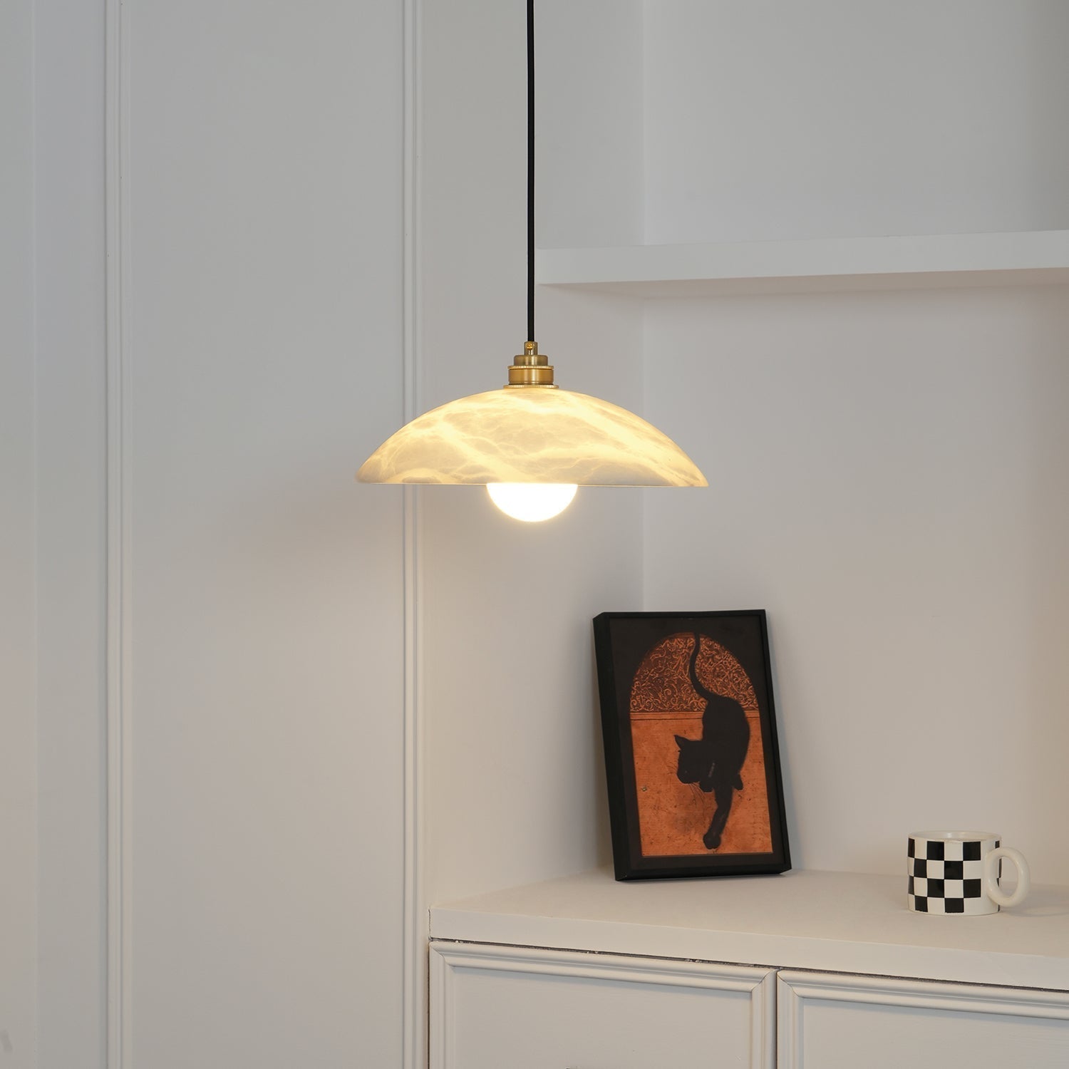 Delin Dome Pendant Light Alabaster &Brass | ventumra