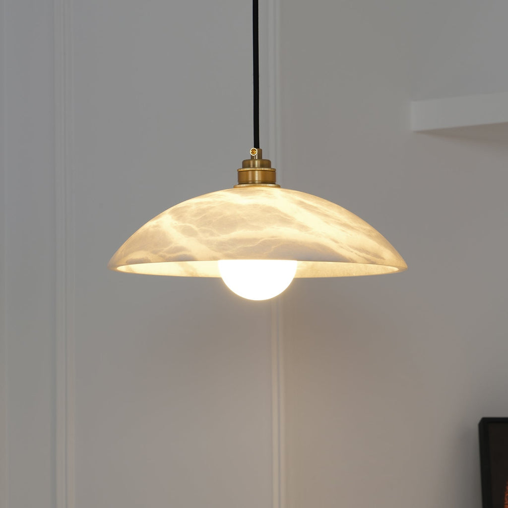 Delin Dome Pendant Light Alabaster &Brass | ventumra