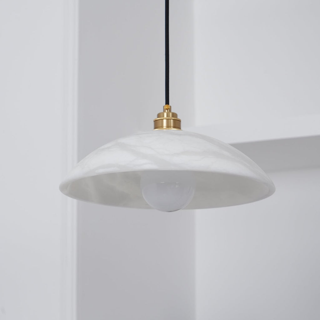 Delin Dome Pendant Light Alabaster &Brass | ventumra
