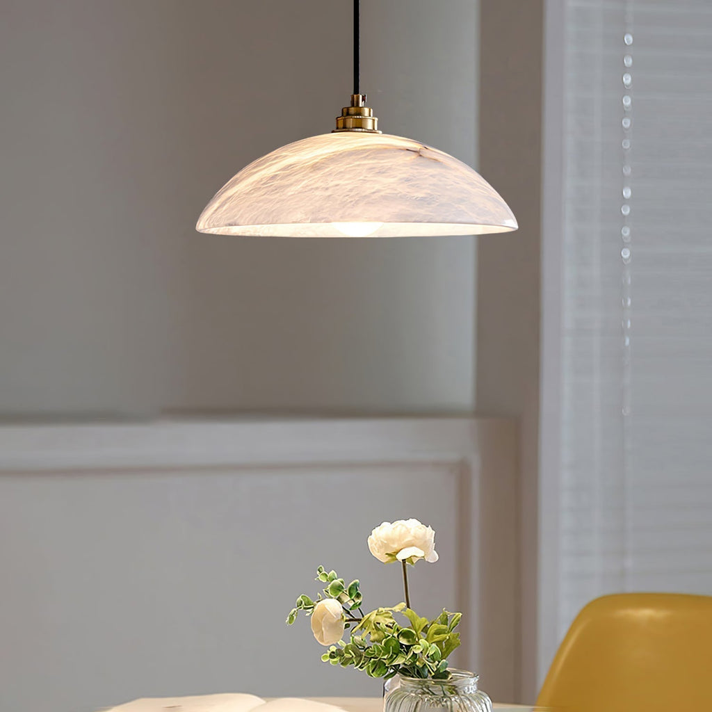 Delin Dome Pendant Light Alabaster &Brass | ventumra