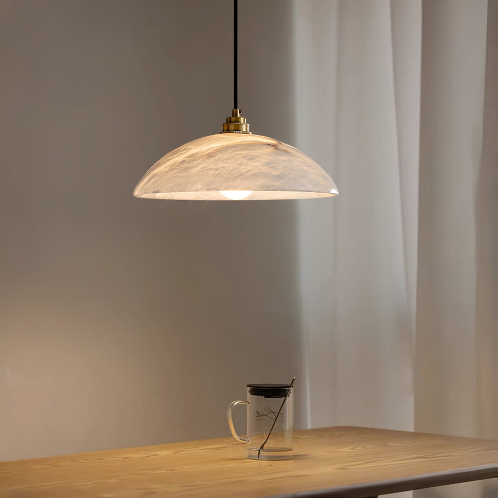 Delin Dome Pendant Light Alabaster &Brass | ventumra
