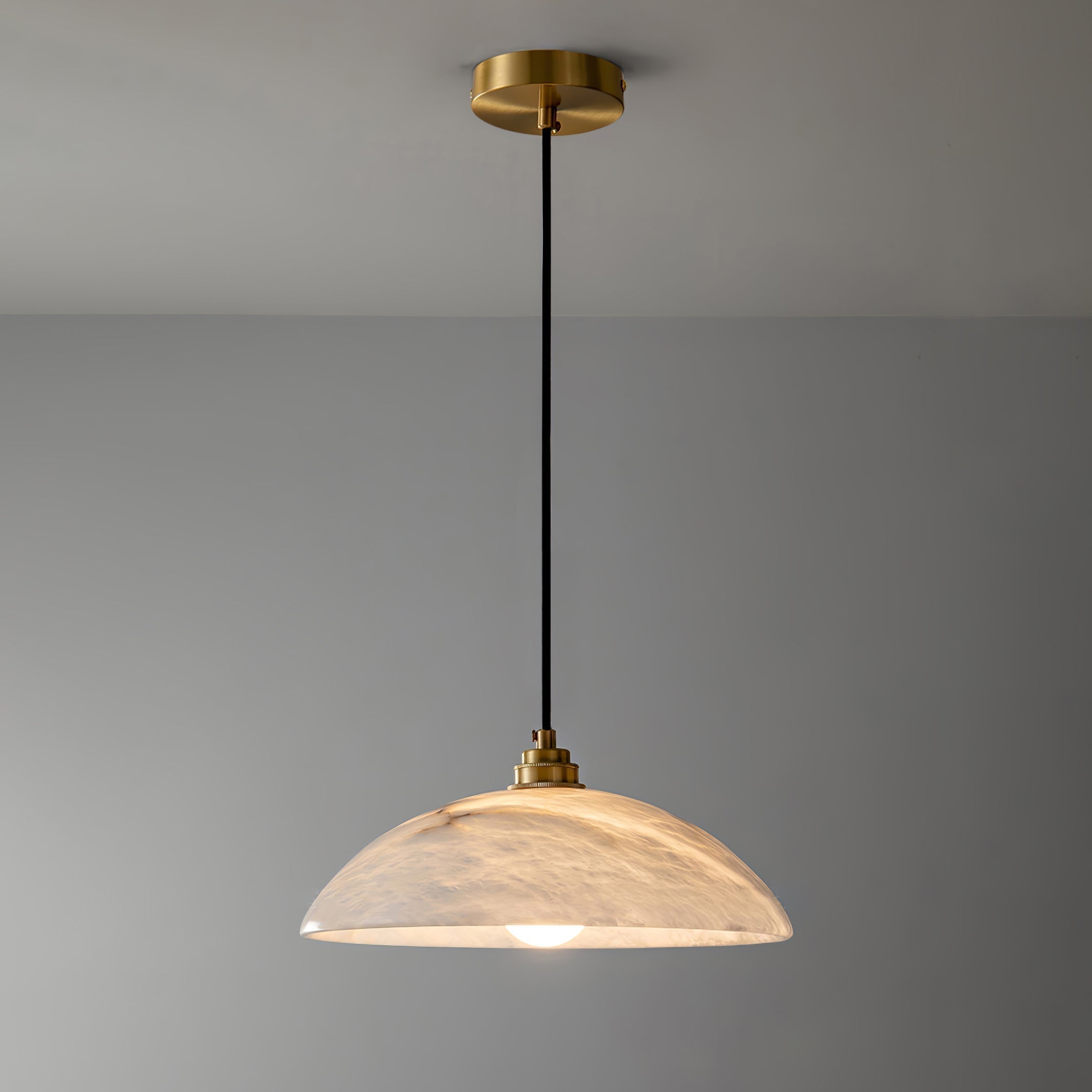 Delin Dome Pendant Light Alabaster &Brass | ventumra