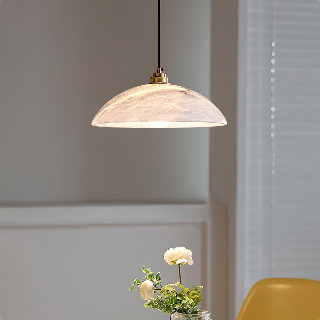 Delin Dome Pendant Light Alabaster &Brass | ventumra