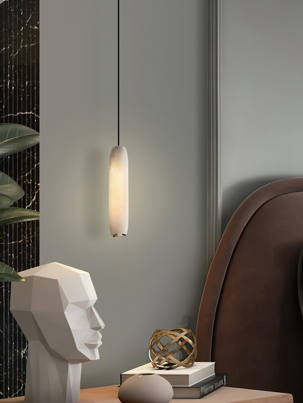 Kvennuvye Flute Modern Minimalist Alabaster Pendant Light | ventumra
