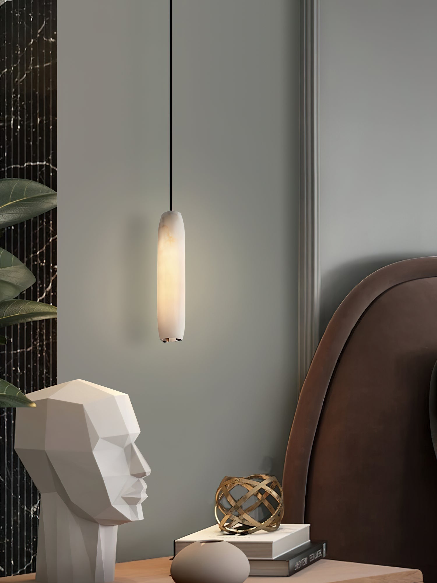 Kvennuvye Flute Modern Minimalist Alabaster Pendant Light | ventumra
