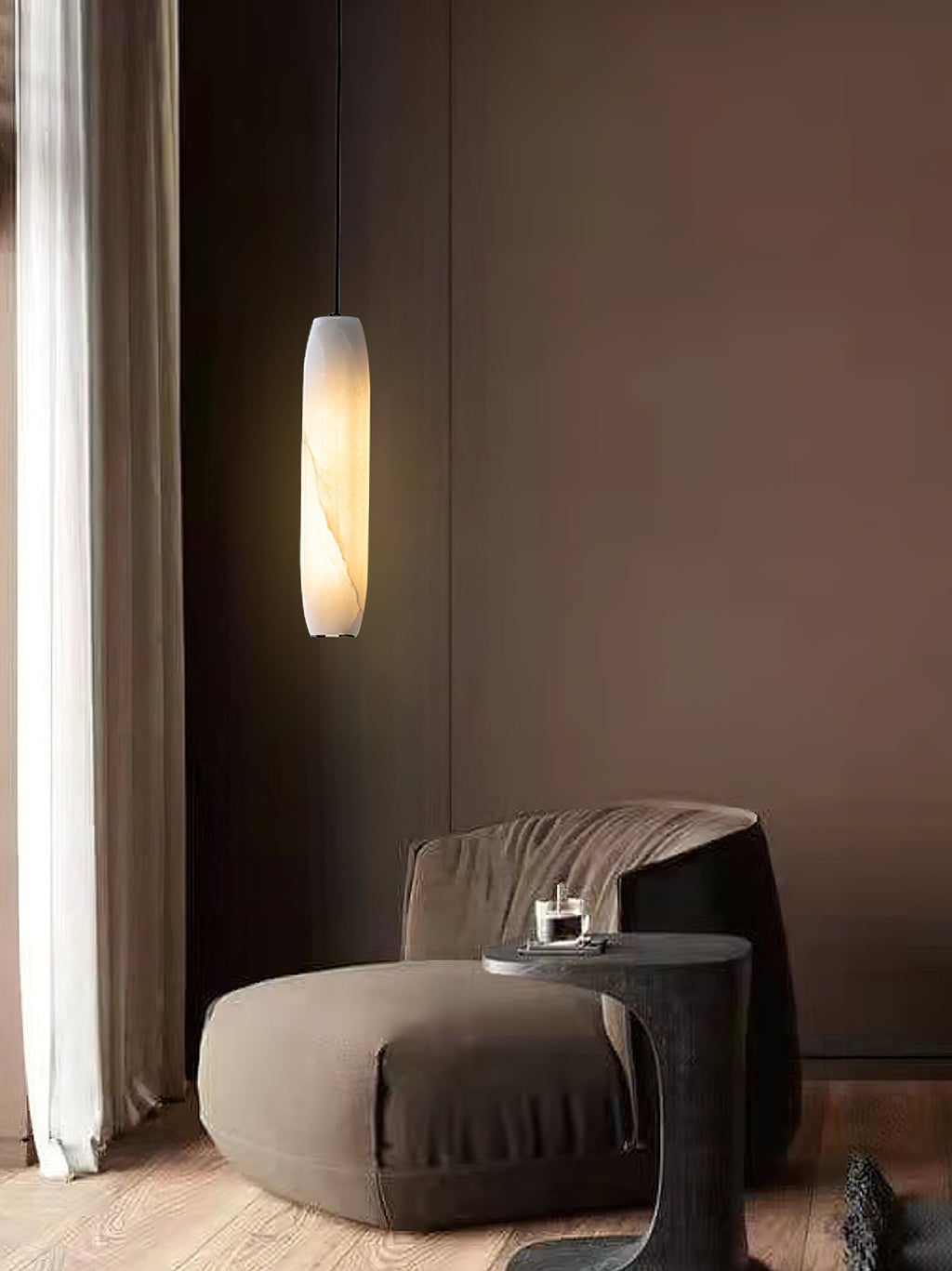 Kvennuvye Flute Modern Minimalist Alabaster Pendant Light | ventumra