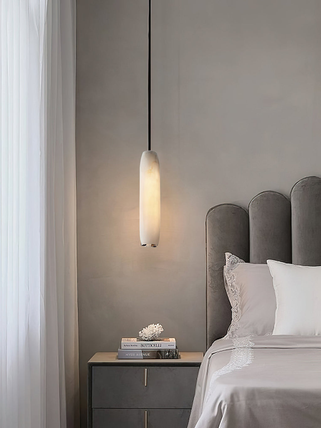 Kvennuvye Flute Modern Minimalist Alabaster Pendant Light | ventumra