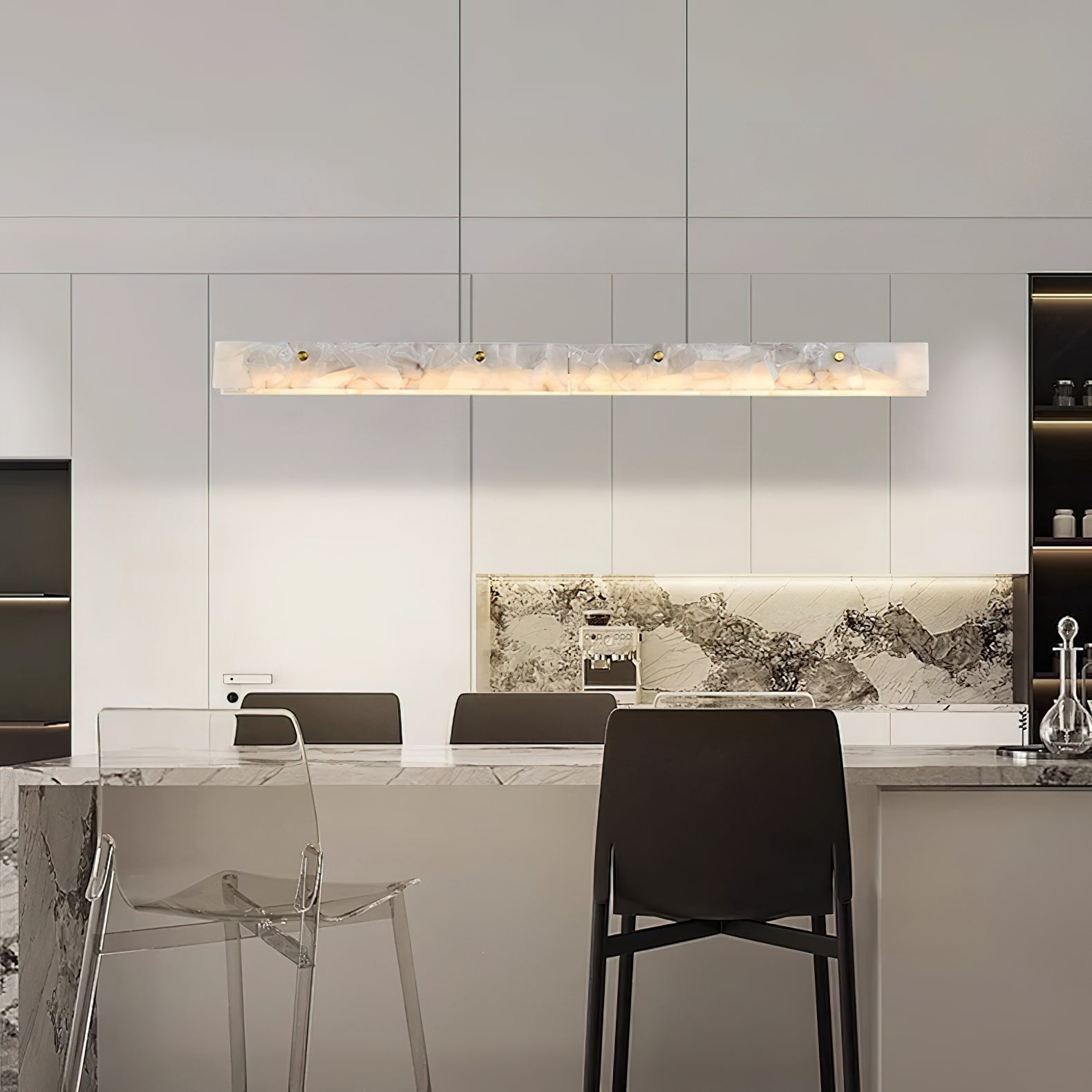 Ljomuvye LED Modern Linear Alabaster Pendant Light | ventumra