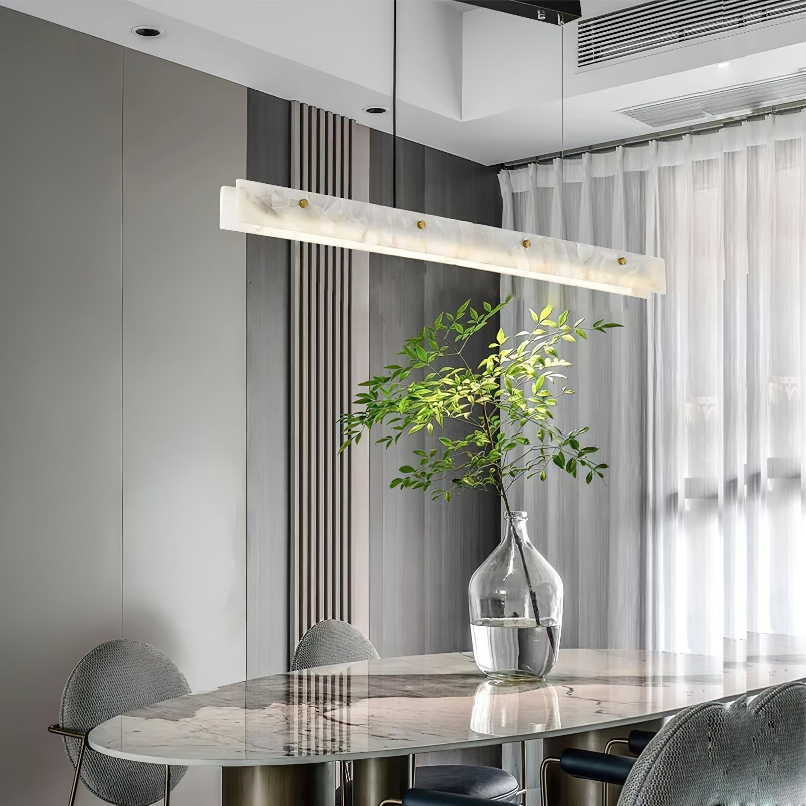Ljomuvye LED Modern Linear Alabaster Pendant Light | ventumra