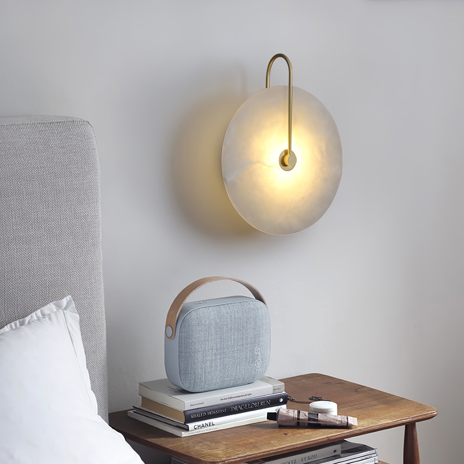 Kristy Alabaster LED Wall Lamp Round Iconic Circular | ventumra