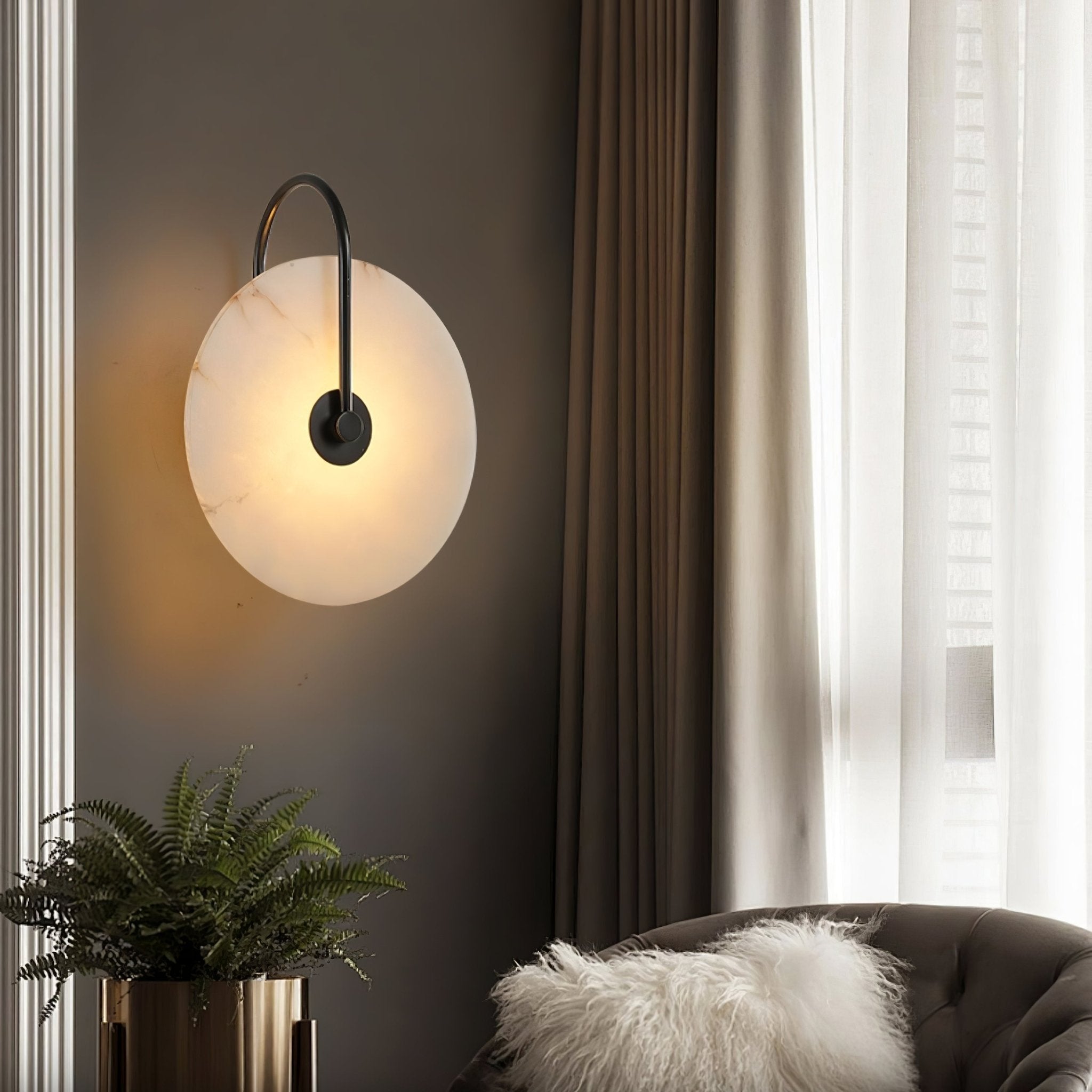 Kristy Alabaster LED Wall Lamp Round Iconic Circular | ventumra