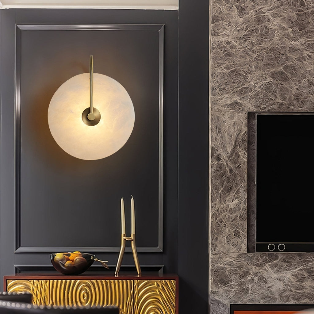 Kristy Alabaster LED Wall Lamp Round Iconic Circular | ventumra