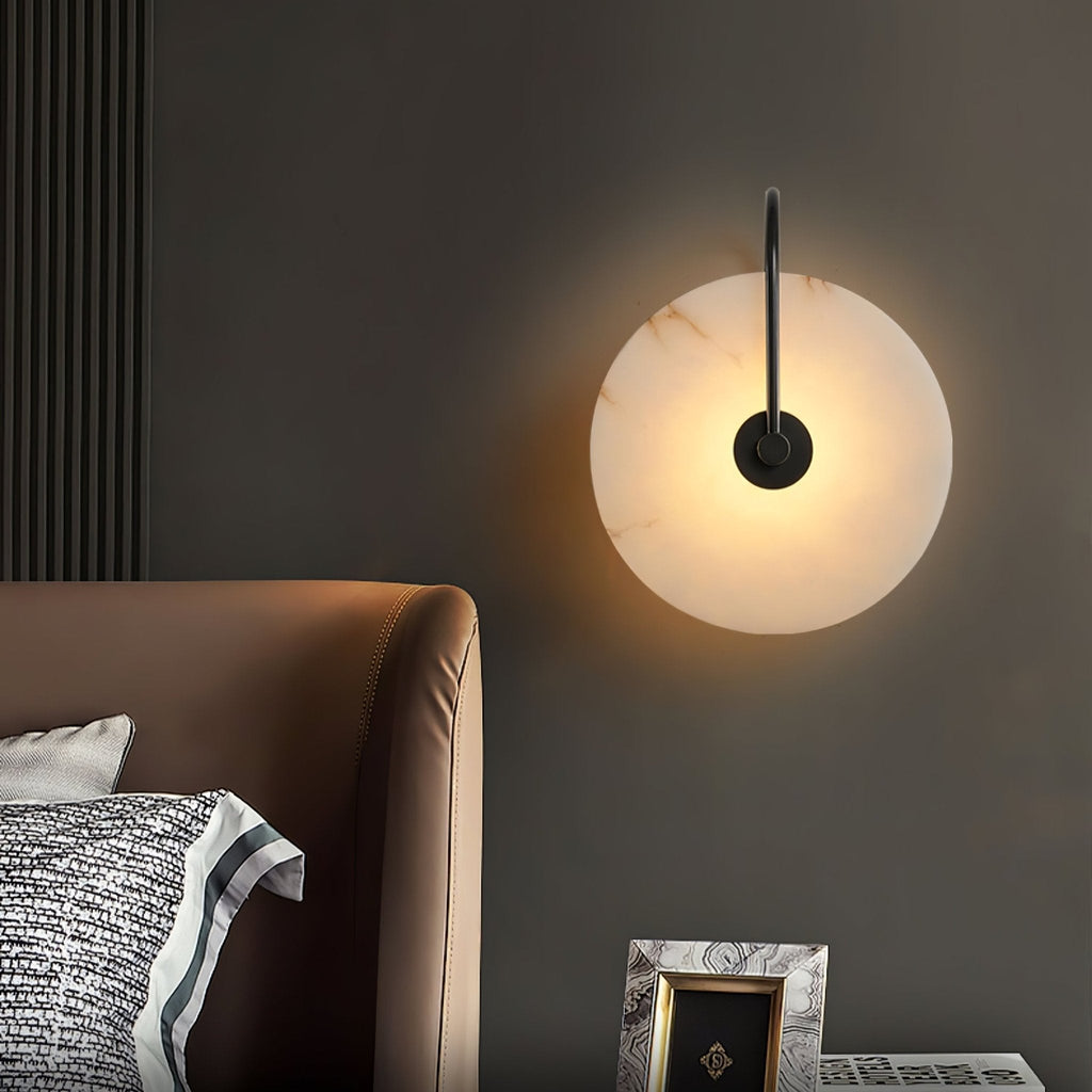 Kristy Alabaster LED Wall Lamp Round Iconic Circular | ventumra