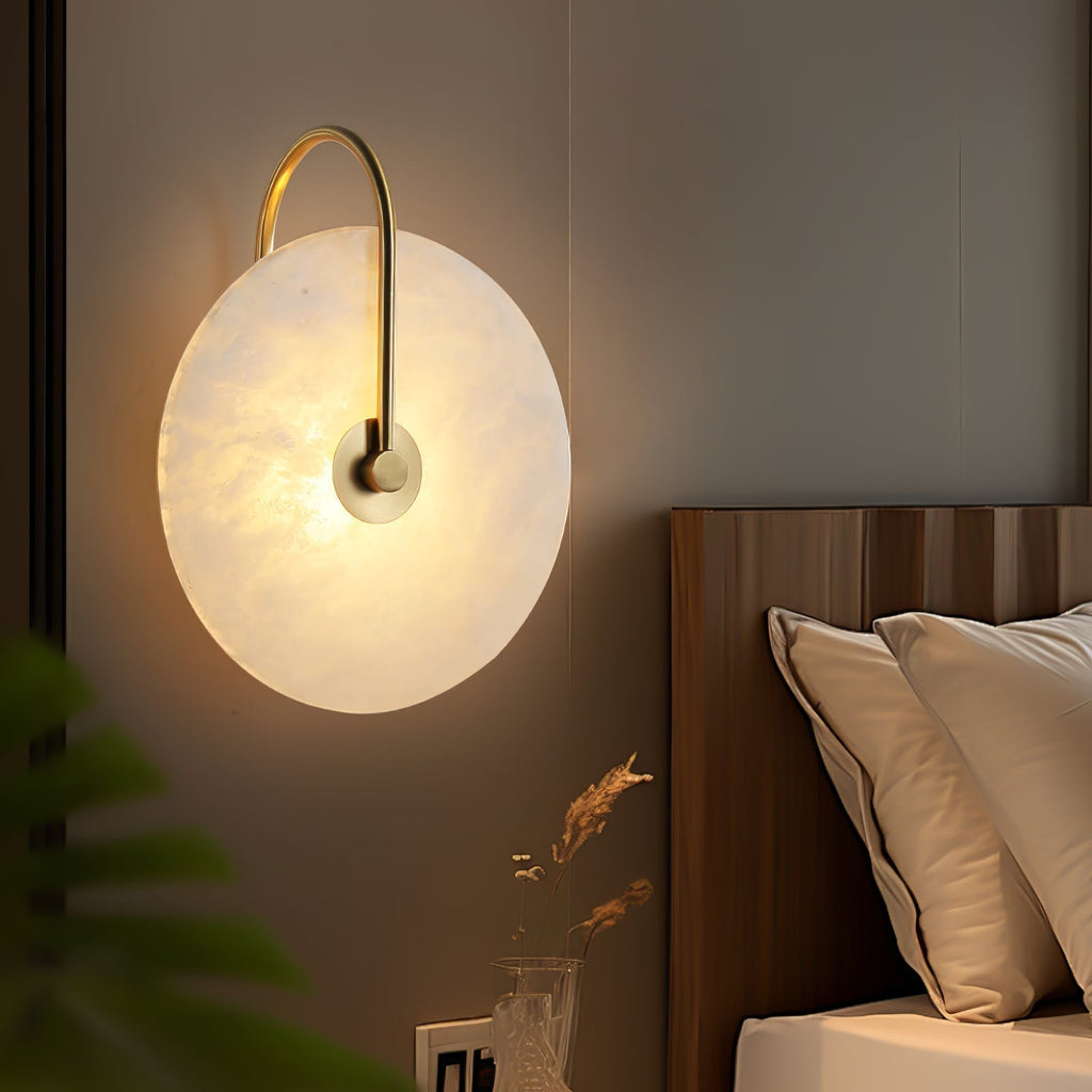 Kristy Alabaster LED Wall Lamp Round Iconic Circular | ventumra
