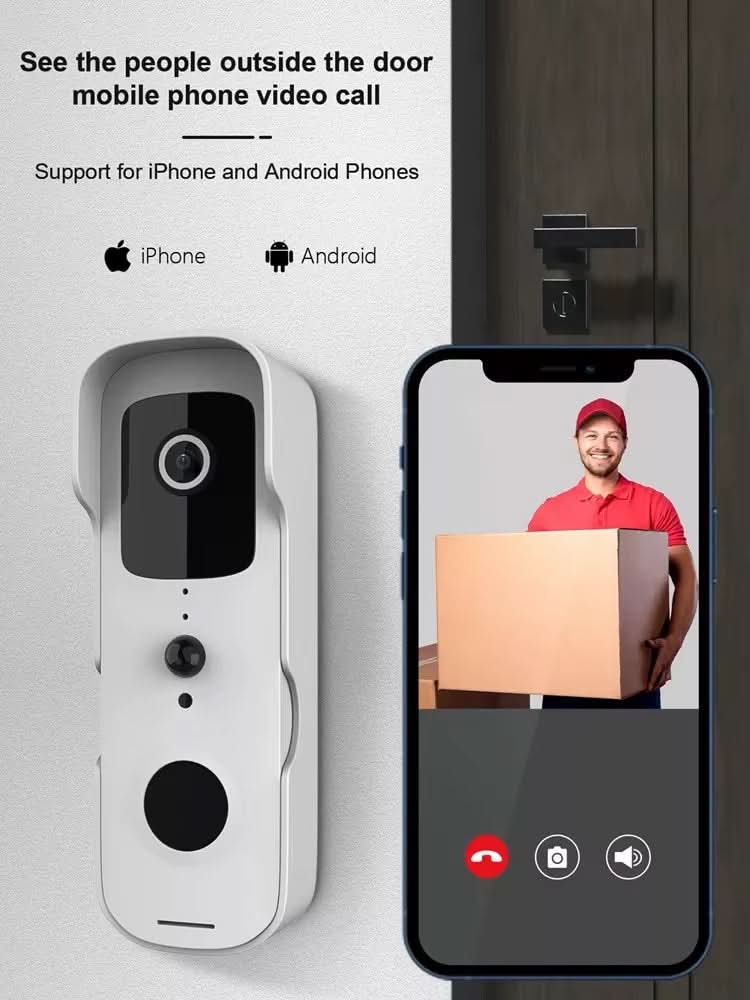 SafeView Flow 155° Wide-Angle Smart Doorbell Camera — 1080P Day Night Recording