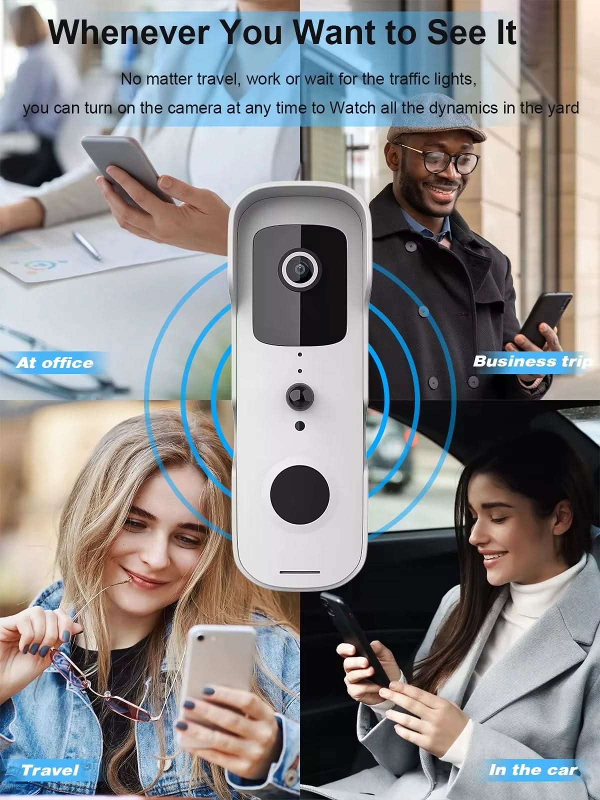 SafeView Flow 155° Wide-Angle Smart Doorbell Camera — 1080P Day Night Recording