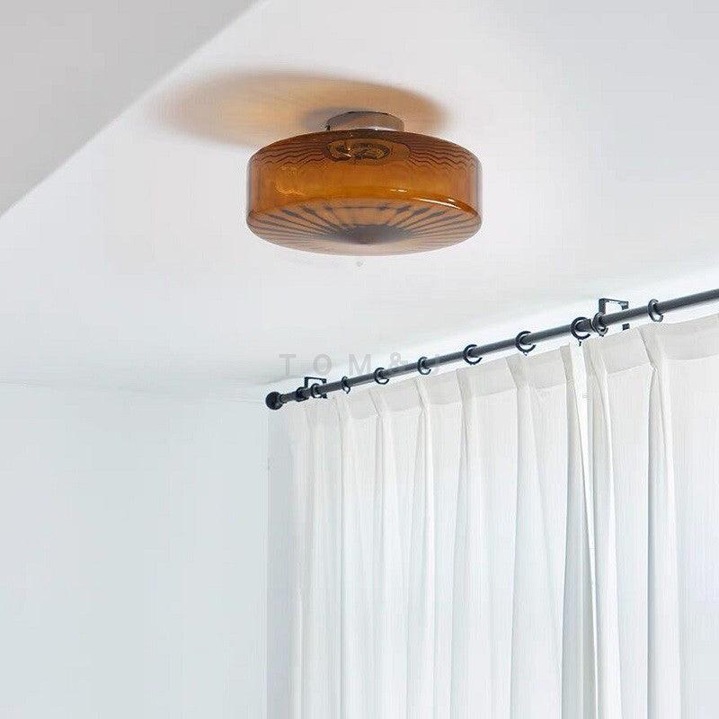 Loftlampe med skive i røget glas | Ventumra