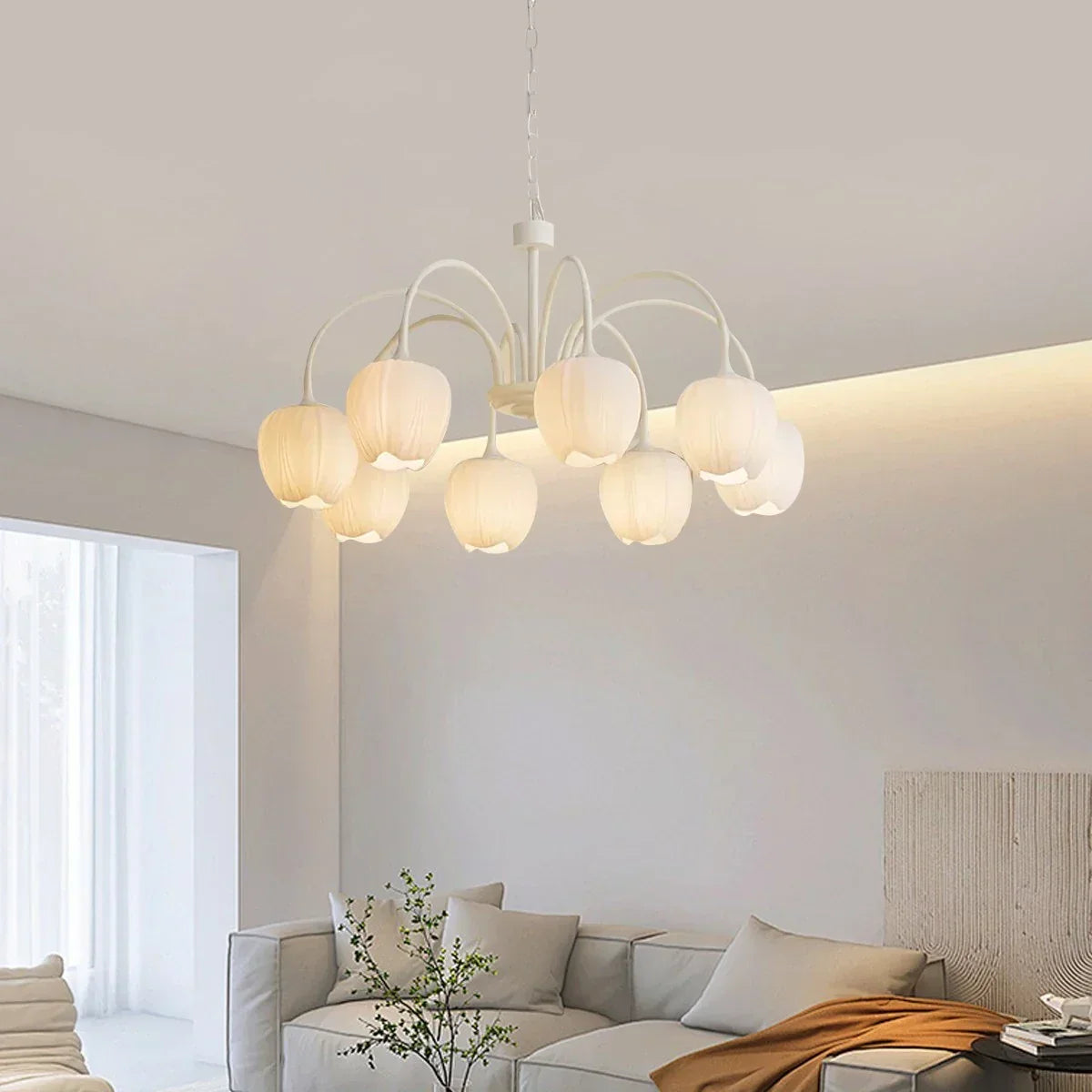 Romantic Tulip Chandelier In Matcha Green Finish | Ventumra