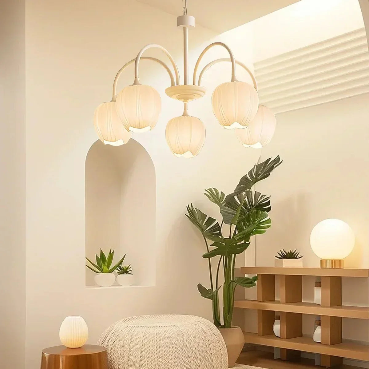 Romantic Tulip Chandelier In Matcha Green Finish | Ventumra