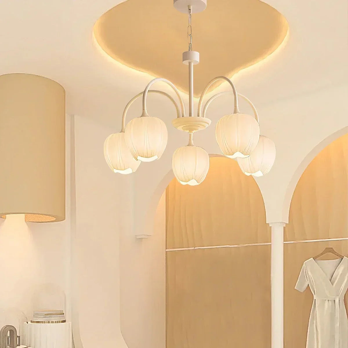 Romantic Tulip Chandelier In Matcha Green Finish | Ventumra